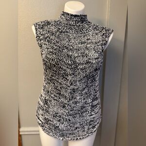 White House Black Market Black and White Knit Tank Top